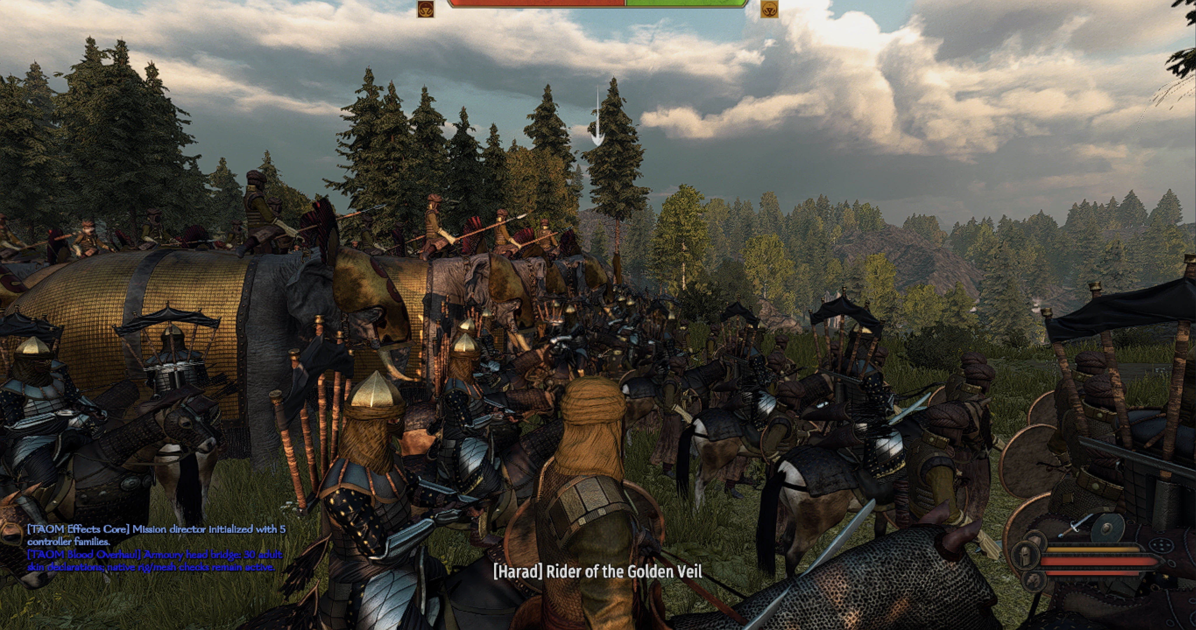 Tales from the Age of Men soldiers and war elephants gathered for a Bannerlord custom battle.