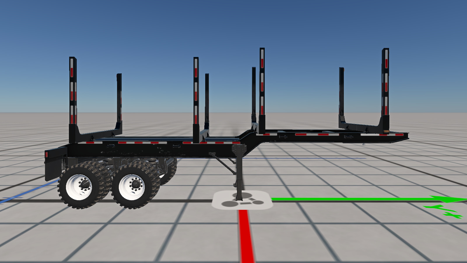 Lifted off-road semi-trailer configured for a raised BeamNG.drive MD-Series tractor.