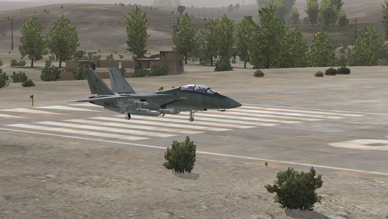 A twin-tail jet carrying missiles sits on a runway in AGUP for Arma 2: Combined Operations.